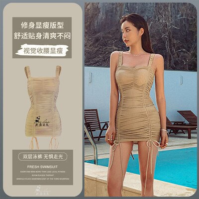 泳衣女韩国分体聚拢裙式两件套inEs风裙式三角遮肚显瘦温泉泳装