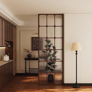 入户进门实木玄关覆古海棠花玻璃隔断洗手台饭厅客厅宫格遮挡屏风