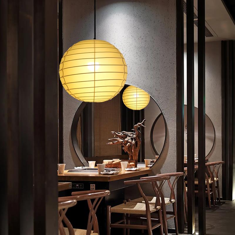 布艺灯笼吊灯日式餐厅料理餐饮专用酒店户外中仿古装饰侘寂风灯具