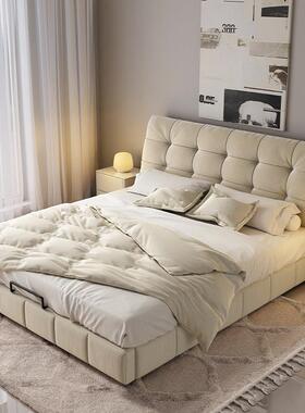 2米x2米2布艺大床主卧200x220m双人棉麻可拆洗高端实木雪尼尔婚床