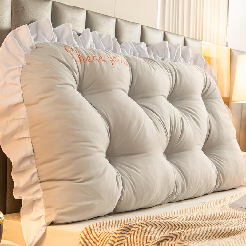 网红床头靠垫银灰床上靠枕大靠背加高薄款榻榻米软包靠背垫可拆洗