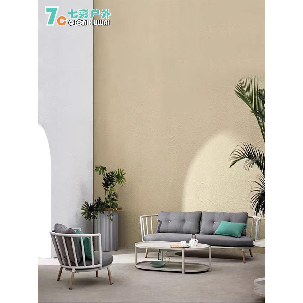 户外沙发组合小咖啡桌阳台桌椅三件套花园庭院露天休闲客厅藤制家