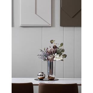 现代轻奢北欧不锈钢花瓶摆件样板房间软装饰品客厅玄关餐桌插花器