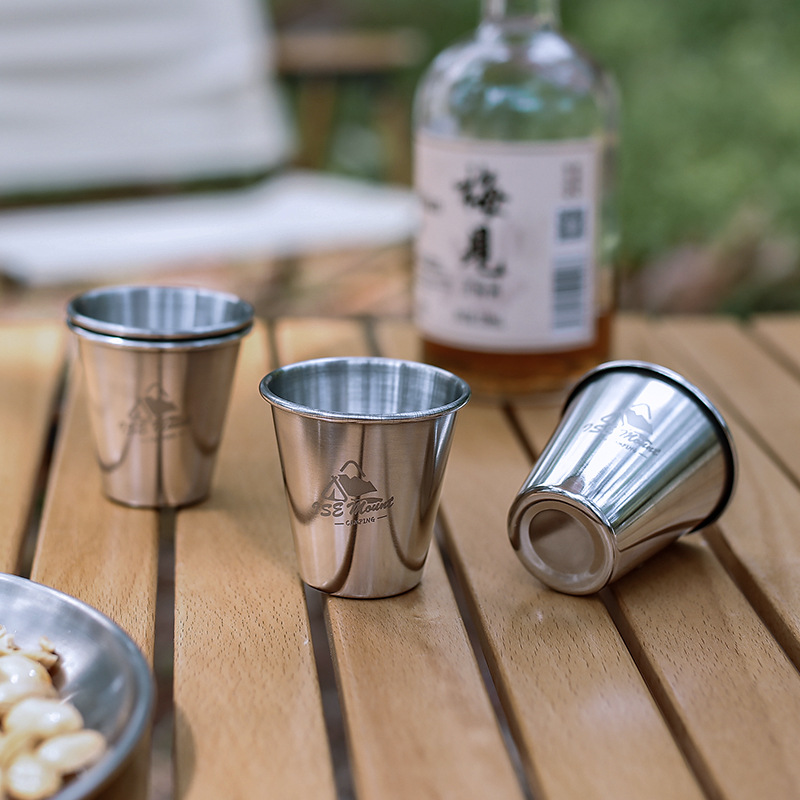 户外露营水杯不锈钢80ml啤酒杯便携茶I杯咖啡杯牛奶杯迷你杯4只装