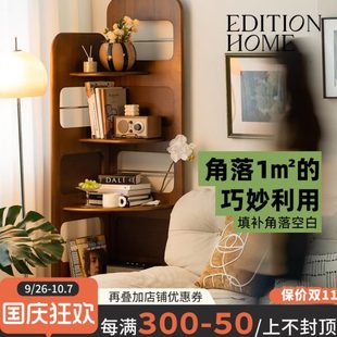 书架 实木转角置物架客厅墙角柜卧室转角柜靠墙拐角柜墙边三角中式