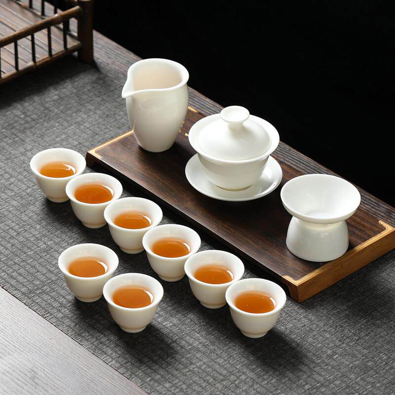 苏氏陶瓷 装整套功夫茶具中国羊脂玉OIQ瓷3陶瓷茶具白精美礼盒1头