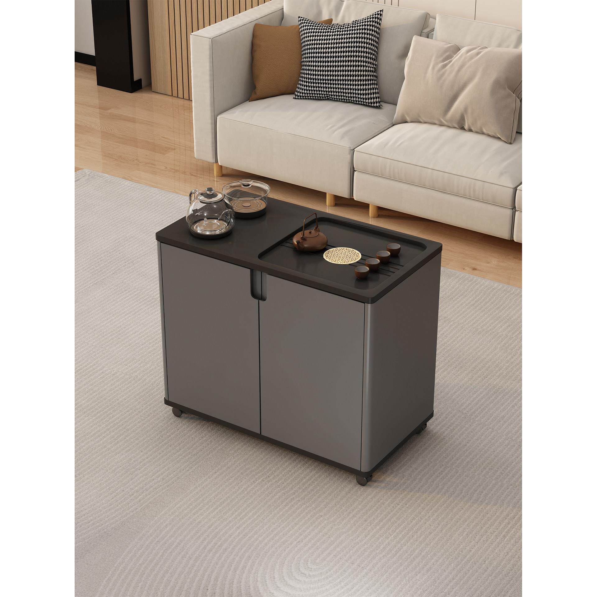沙发边柜阳台可移动实木小茶桌烧水壶一体泡茶桌家用茶水柜边几柜