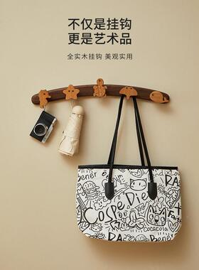 实木挂钩挂衣架儿后童房可卡通海洋玄关门壁衣帽爱OZP架墙免打孔