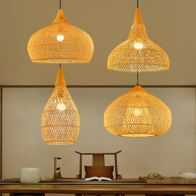原ACX-A521木编风吊灯 禅客厅式藤灯 藤艺意吊灯 创意饭厅灯 日民