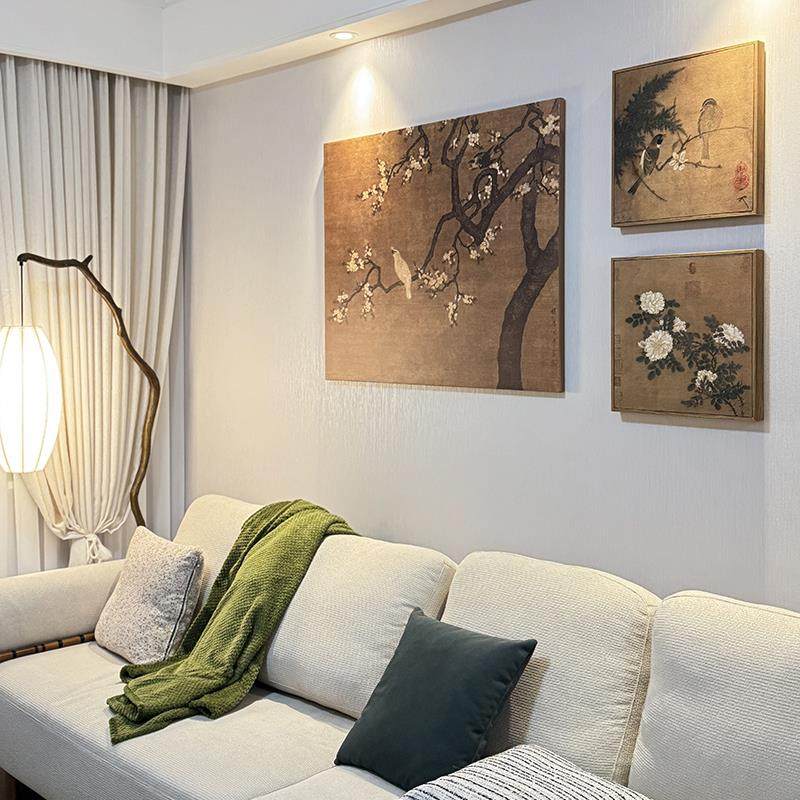 MPP古杏花双雉图 中式中艺茶术小众装饰画书房楼酒店民宿背新景挂