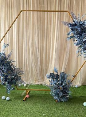 新道具六角形拱门饰婚礼菱EYK形铁拱门架礼子舞台装饰品婚背景站