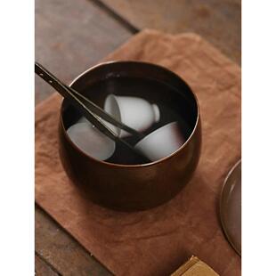 高茶端FZG洗缸覆古风大量手工铜建水茶台容废水茶渣桶子水盂茶具