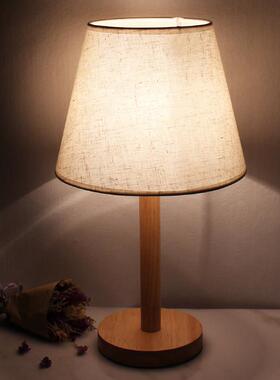 北欧日95421式现简代约 原卧室书桌头 节床能木 亚麻阅读暖光台灯