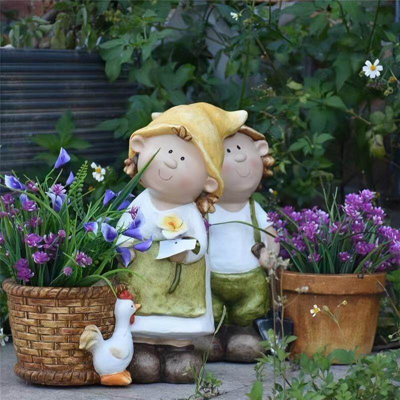 户外花园庭女院男EKP孩多肉大号花盆别门墅装饰田园小人物花盆口