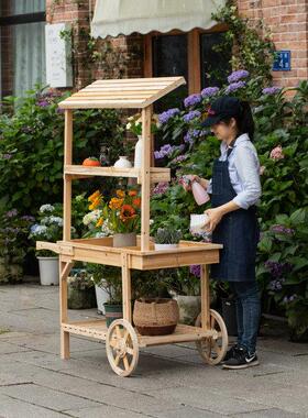大型实浮动花架木外花店装饰XNH屋展示室内移田动推车园