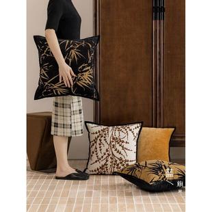 棕色中JUF古抱枕套高侘寂风级靠枕雪尼尔约客厅沙发简垫别墅专用