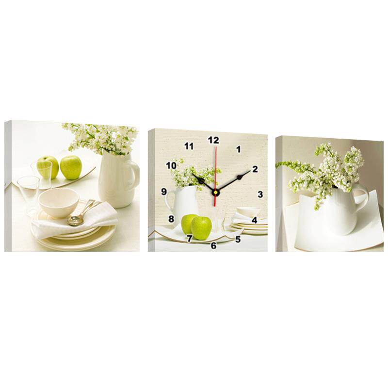 现代简约客厅餐厅装饰画卧室三联挂挡钟电墙表箱遮饭壁厅挂123M画