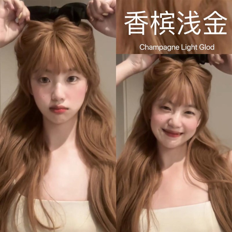 奶茶金棕染发剂植物纯2024新款流行色自己在家染发泡泡沫染发膏女