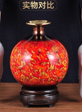 彩铜花瓶摆件中式花瓶国风轻奢铜工艺品家居电视柜装饰品乔迁礼品