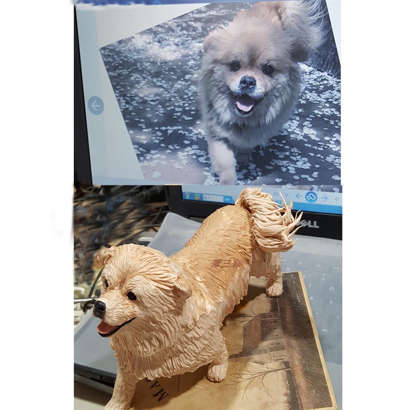照片定制创意手工软陶宠物狗狗公仔玩偶模型去世生日纪念品摆件