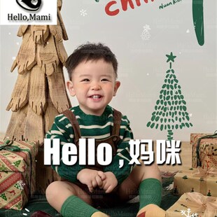 毛衣雪景圣诞主题影楼新款冬季男潮童模卡艺术照走秀表演出服装