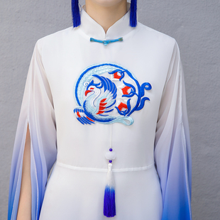 女童汉服中国风中大童飘逸水袖 儿童古筝演出服长笛钢琴长裙表演服