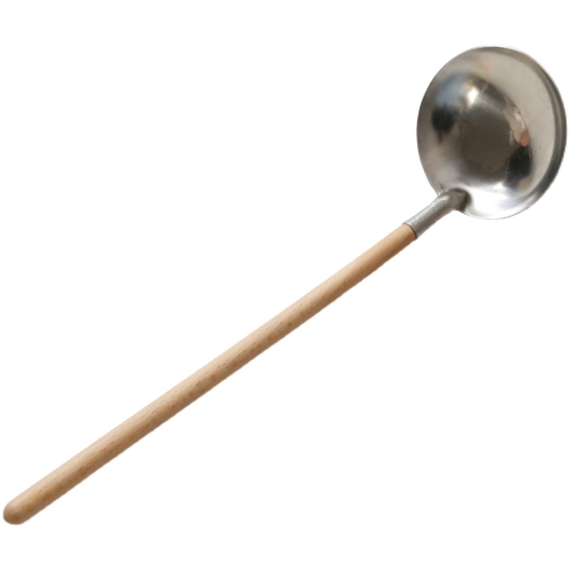日式木柄304不锈钢家用火锅汤勺漏勺加长火锅防烫捞勺拉面勺粥勺