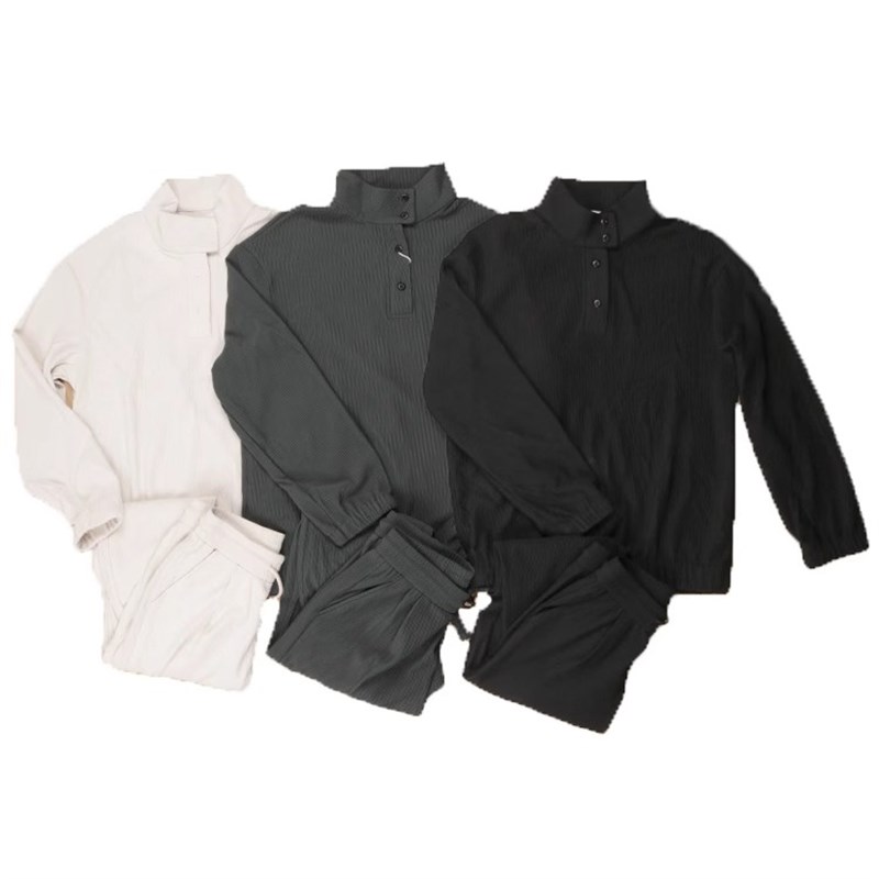 没几套了!轻奢风春夏套装四粒扣时尚透气条纹女休闲上衣长裤男装