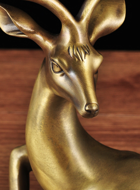 铜鹿摆件家居客厅酒柜电视柜乔迁新居办公室老板桌装饰招财工艺品