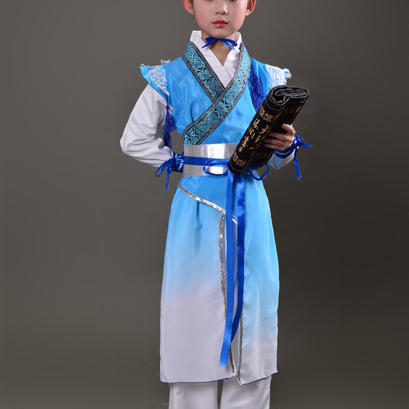 儿童古装演出服男童侠士服汉服小孩台话剧表演服装影视侠客书生服