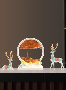 引进财富和宝藏鹿流沙画装饰品酒柜入口入口电视柜家庭客厅装饰乔