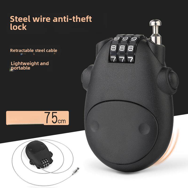 摩托车包可收放钢丝绳密码锁旅行电动车头盔防盗安全锁加长钢索