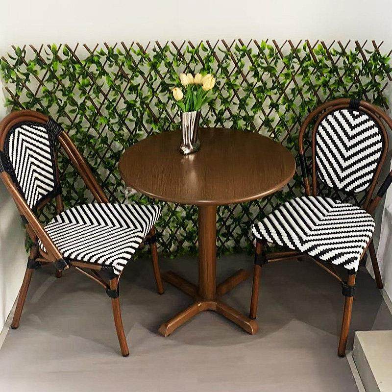 法式户外桌椅庭院咖啡厅藤编椅奶茶室外阳台花园藤椅露天桌椅组合