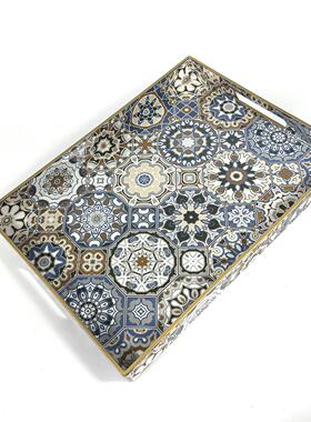 装饰托盘北欧轻奢风托盘长方形家用客厅茶几收纳零食糖果点心盘子