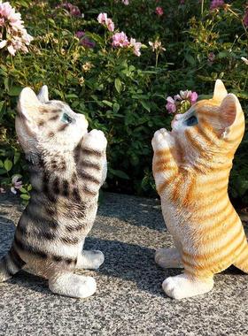 彷真猫咪摆件可爱小猫客厅房间卧室花园装饰猫创意生日礼物女礼品