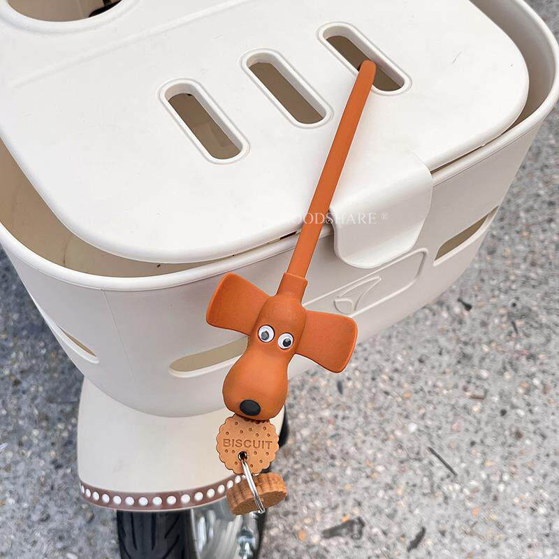 电动车车篮锁加粗防盗锁可爱卡通小狗电动车自行车车筐钥匙锁通用