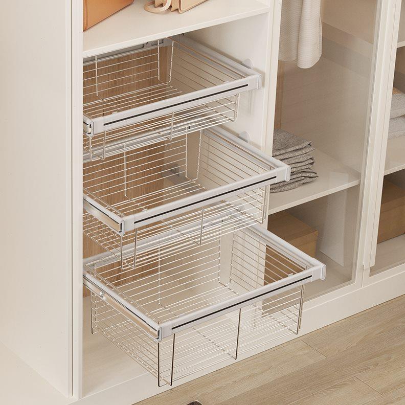 衣柜拉篮抽屉式裤架伸缩家用衣橱推拉储物篮衣帽间收纳可内置配件