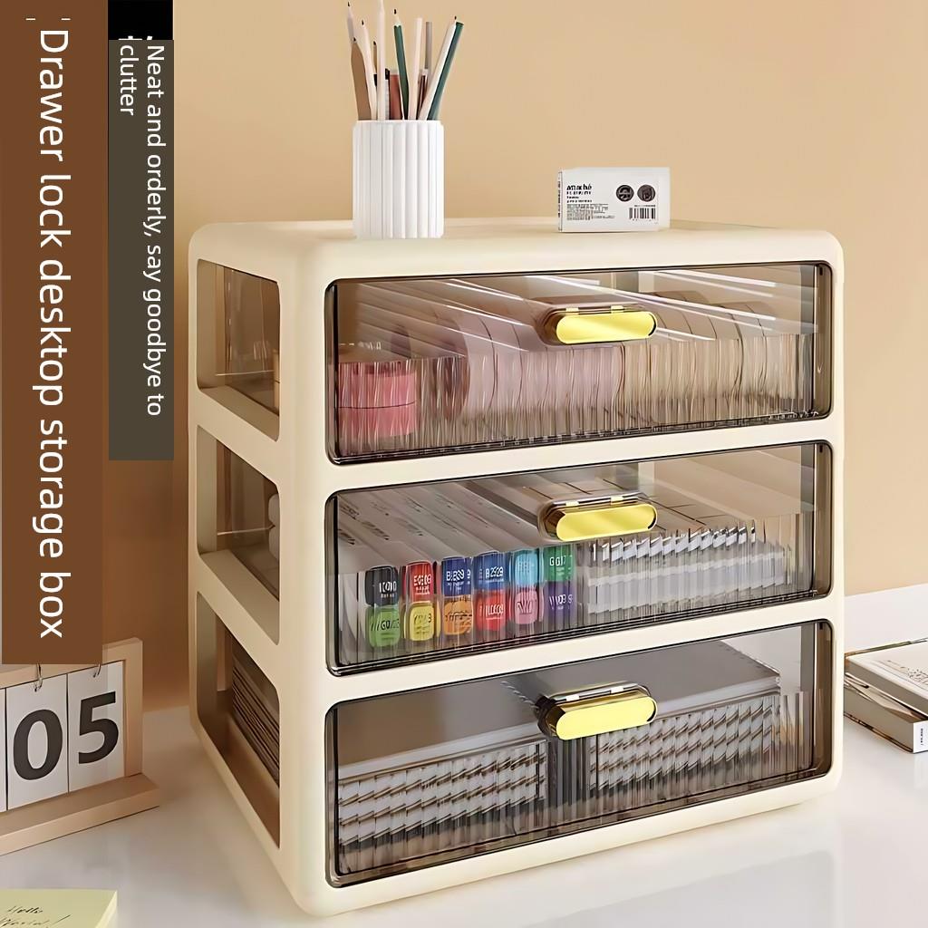 德国桌面收纳盒抽屉式办公桌化妆品收纳盒组织者多层收纳架柜