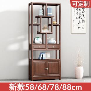 小型博古架实木中式隔断新中式茶室茶叶柜置物架收纳柜古董展示柜