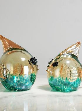 给女孩的生日礼物桌面装饰品可访问的豪华简单水晶釉面鱼客厅电视