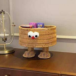 彷藤收纳筐家用大容量编织水果盘多功能可爱厨房置物架零食面 面