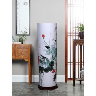 景德镇陶瓷手绘落地大花瓶插花箭筒中式客厅酒店大号装饰瓷器摆件