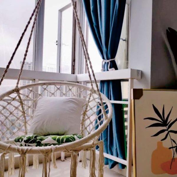 流苏吊椅抖音室内阳台庭院网状户外秋千吊篮摇篮室外棉绳吊床座椅