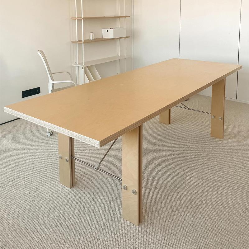 不锈钢光轴桌桦木岛台餐桌家用客厅办公室泡茶台工作台创意海洋板