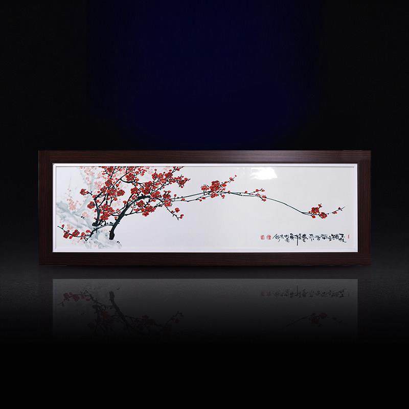 景德镇陶瓷瓷板画名师手绘梅花现代卧室客厅挂画装饰画有框画壁画,家居饰品,现代装饰画,淘宝优惠券,粉丝福利购,淘宝优惠卷