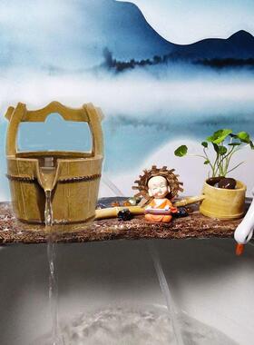 55公分陶瓷流水摆件鱼缸流水器循环过滤养鱼加湿雾化造景摆件大型