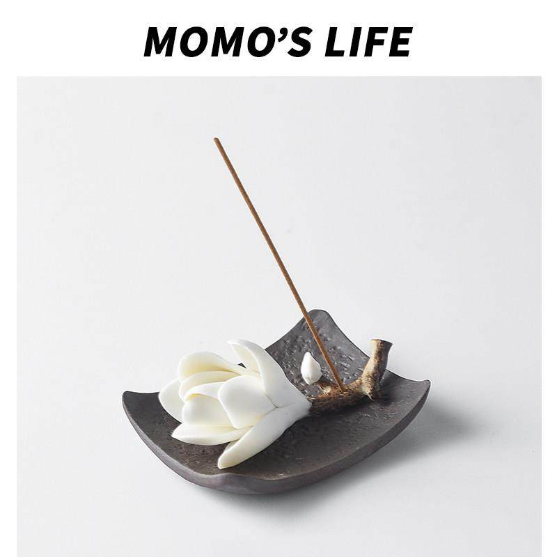 玉兰花线香香插手工陶瓷捏花香座禅意香炉家居檀香香炉摆件礼物,家居饰品,香托/香盘/香座/香插,淘宝优惠券,粉丝福利购,淘宝优惠卷