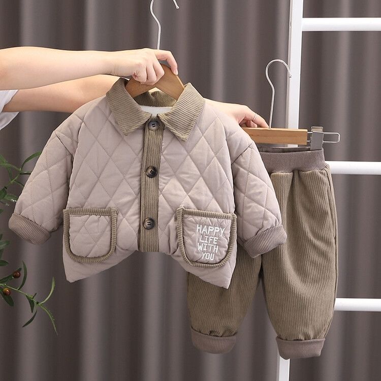 男童套装棉服24新款宝宝洋气棉衣加厚儿童两件套保暖加绒秋冬冬装