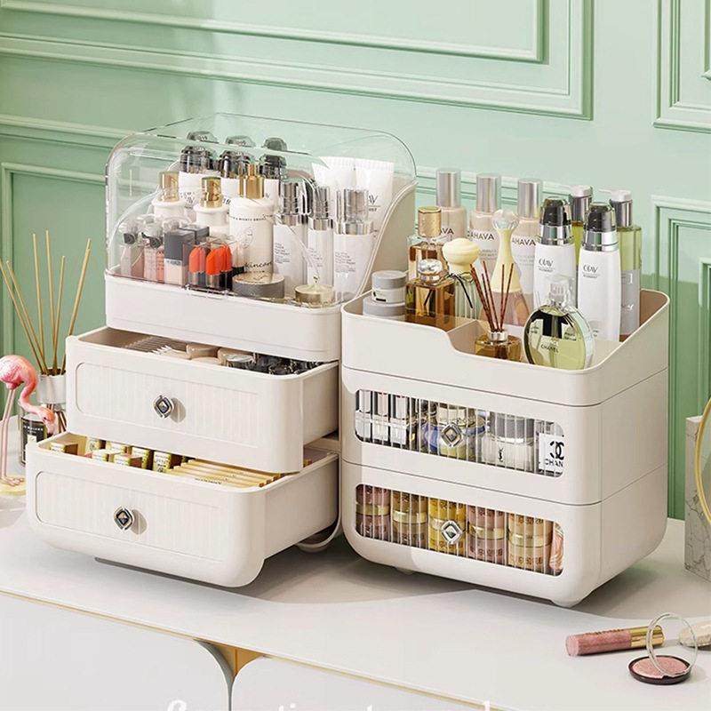 金猫桌面化妆品收纳盒梳妆台护肤品置物架抽屉式桌上首饰整理箱