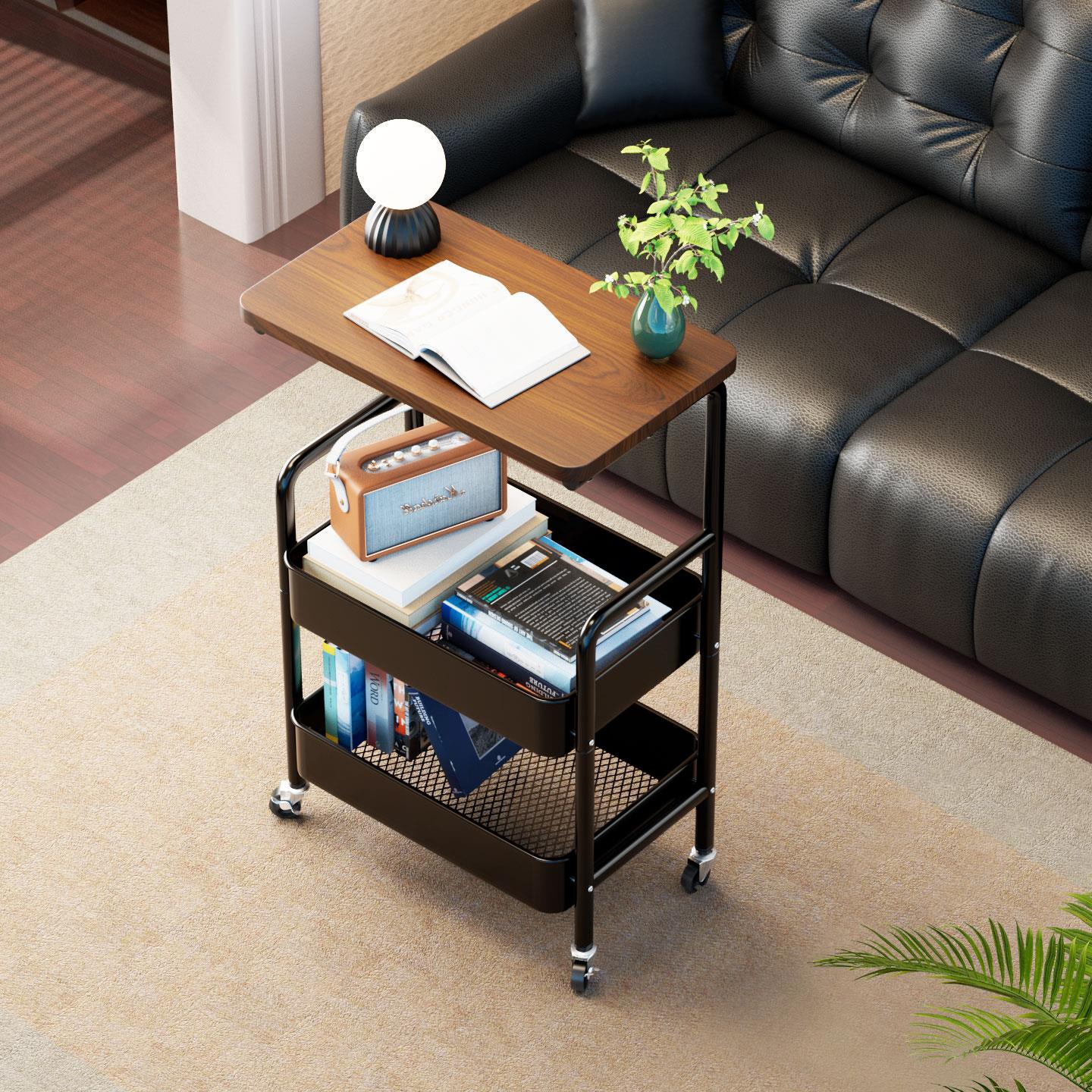 中古置物架茶几小推车沙发边几客厅覆古边桌卧室床头柜零食收纳层